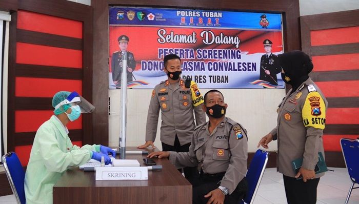 Plasma Konvalesen Masih Minim, 28 Anggota Polres Tuban Ikuti Screening Donor Plasma Plasma Konvalesen Masih Minim, 28 Anggota Polres Tuban Ikuti Screening Donor Plasma