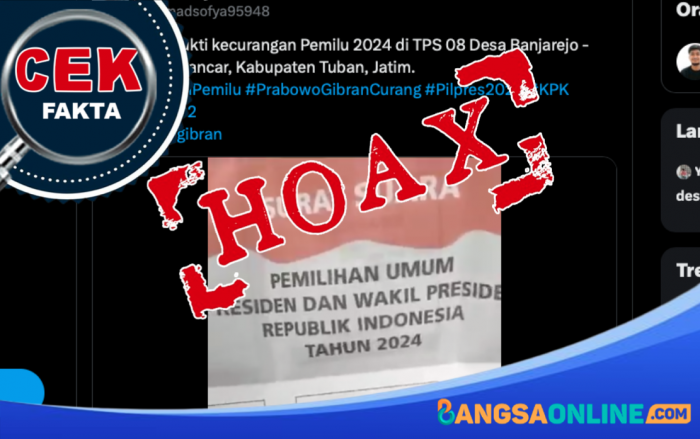 Benarkah Ada Kecurangan Surat Suara Tercoblos Paslon 02 di TPS Banjarejo Tuban? Ini Klarifikasi KPU Benarkah Ada Kecurangan Surat Suara Tercoblos Paslon 02 di TPS Banjarejo Tuban? Ini Klarifikasi KPU