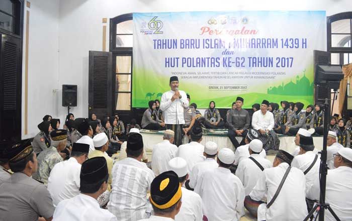 Peringati 1 Muharam dan HUT Satlantas Polres Gresik ke-62, Wabup Qosim Gelar Istighosah