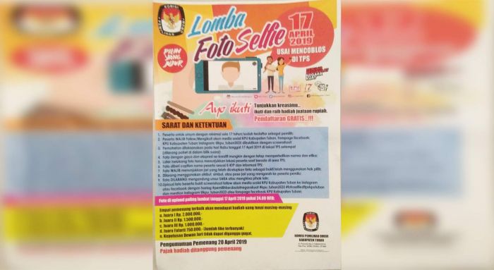 KPU Tuban Gelar Lomba Foto Selfie, Targetkan Partisipasi Pemilih hingga 77 Persen KPU Tuban Gelar Lomba Foto Selfie, Targetkan Partisipasi Pemilih hingga 77 Persen