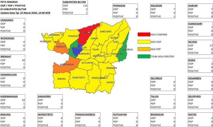 Berikut Data Terbaru ODP, PDP, dan Positif Virus Corona di Kabupaten dan Kota Blitar