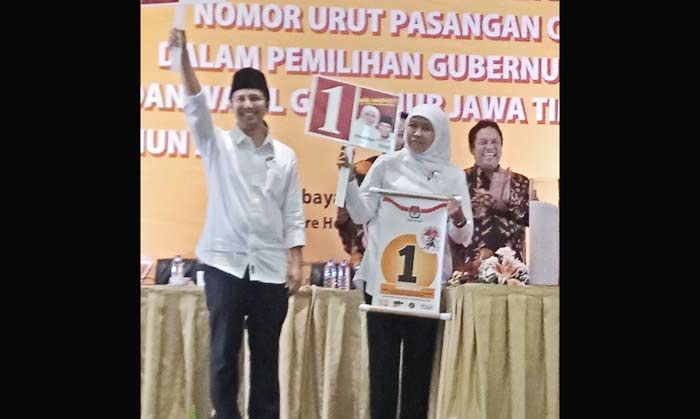 Khofifah-Emil Nomor 1, Gus Ipul-Puti Nomor 2 Khofifah-Emil Nomor 1, Gus Ipul-Puti Nomor 2