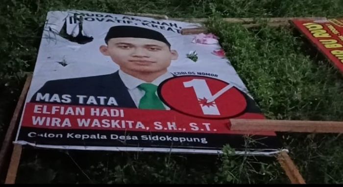 Kasus Perusakan Baliho Cakades 01 Sidokepung Sidoarjo Masuk Tahap Pemeriksaan Saksi
