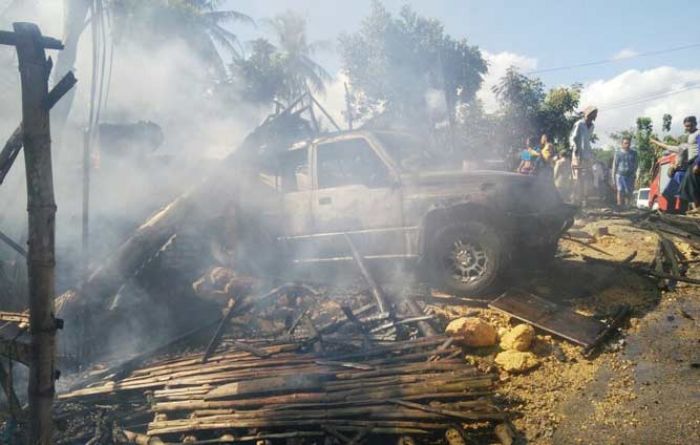 Bengkel Motor di Desa Pamoroh Pamekasan Ludes Terbakar