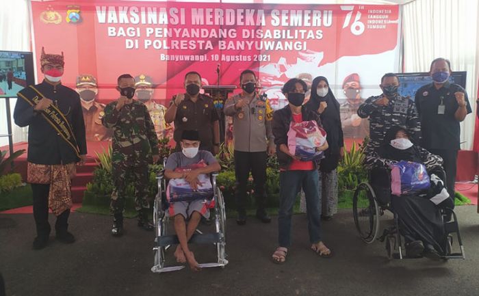 Sambut HUT Ke-76 RI, Polresta Banyuwangi Gelar Vaksinasi Merdeka Semeru untuk Disabilitas