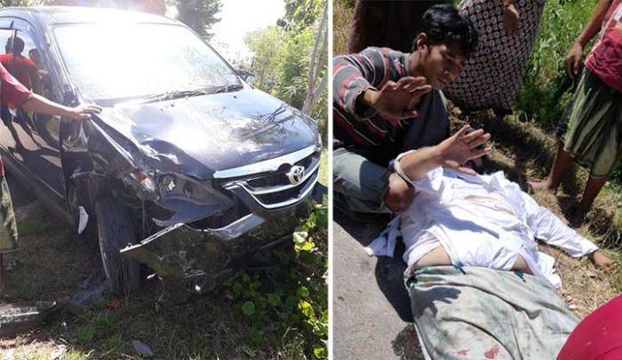 Mobil Vs Motor di Sotaber Pamekasan, Seorang Warga Pakistan Luka Parah Mobil Vs Motor di Sotaber Pamekasan, Seorang Warga Pakistan Luka Parah