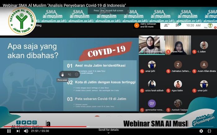 Siswa SMA Al Muslim Sidoarjo Beri Edukasi Soal Covid-19 lewat Webinar