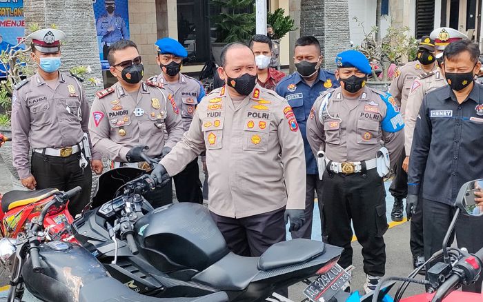 Razia Balap Liar dan Knalpot Brong di Kota Kediri Amankan 133 Sepeda Motor