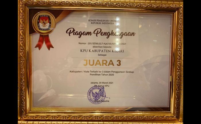 KPU Kabupaten Kediri Raih Juara 3 Kategori Penggunaan Sirekap KPU Kabupaten Kediri Raih Juara 3 Kategori Penggunaan Sirekap