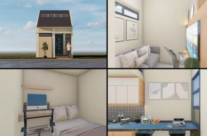 Desain Rumah Tiny House 4x6 Meter dengan 3 Kamar Tidur, Cocok untuk Budget Terbatas