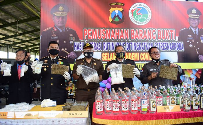 Barang Bukti Miras Serta Narkoba Hasil Tangkapan Selama Pandemi Diblender dan Dimusnahkan Barang Bukti Miras Serta Narkoba Hasil Tangkapan Selama Pandemi Diblender dan Dimusnahkan