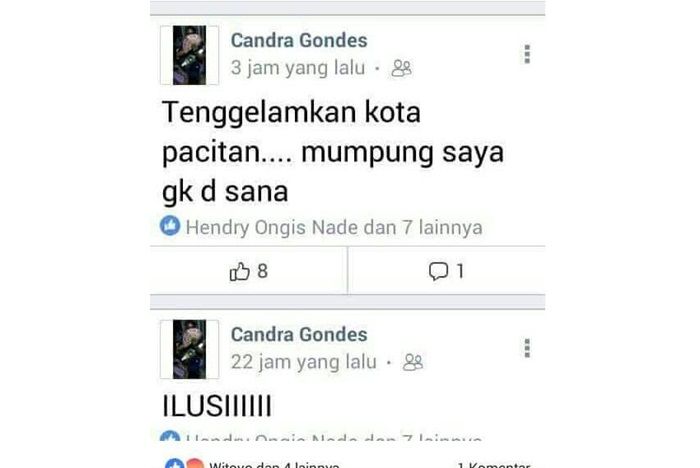 Bernada Sarkastik, Status Pria ini Bikin Geger Netizen di saat Bencana Alam Melanda Pacitan Bernada Sarkastik, Status Pria ini Bikin Geger Netizen di saat Bencana Alam Melanda Pacitan