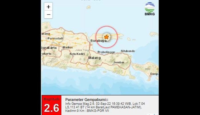 Kabupaten Pamekasan Diguncang Gempa 2,6 Magnitudo