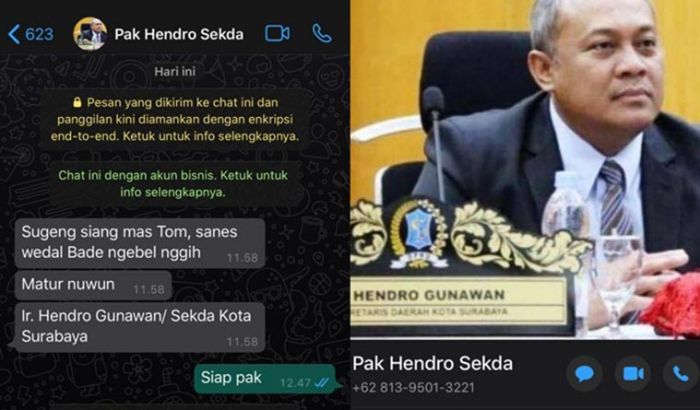 Waspada, Modus Penipuan atas Nama Sekda Kota Surabaya