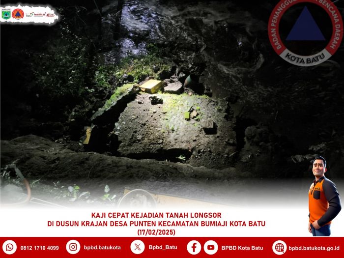Hujan Lebat Sore Hari ini di Kota Batu Sebabkan Plengsengan di Punten Bumiaji Longsor Hujan Lebat Sore Hari ini di Kota Batu Sebabkan Plengsengan di Punten Bumiaji Longsor