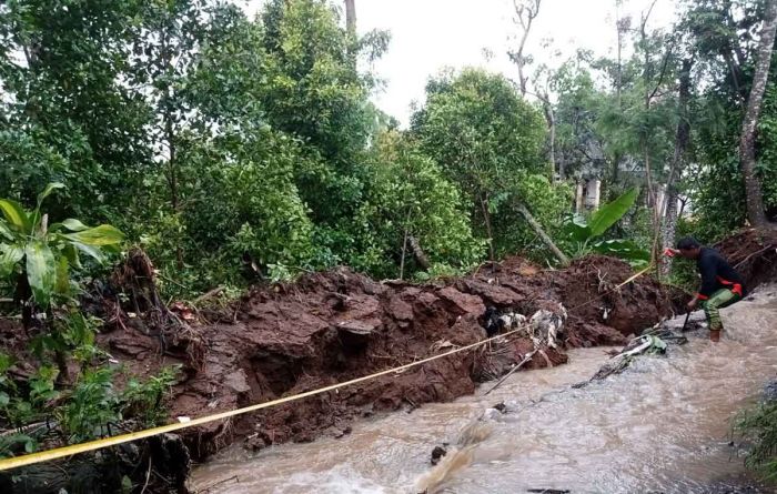 Lereng Wilis Hujan Deras, Tangkis 32 Meter di Joho Kediri Ambrol