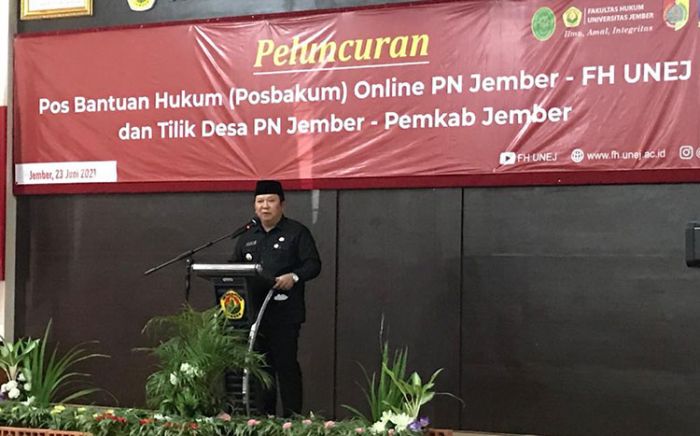 Hadiri Peluncuran Posbakum Online Inisiasi PN dan FH Unej Jember, Bupati Hendy Beri Apresiasi