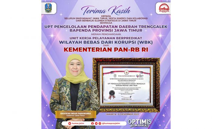 Satu-satunya di Indonesia, Samsat Jatim Empat Tahun Berturut-turut Raih Predikat WBK Satu-satunya di Indonesia, Samsat Jatim Empat Tahun Berturut-turut Raih Predikat WBK
