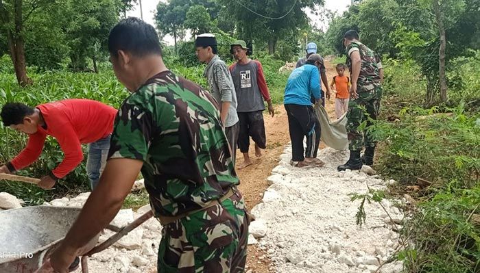 ​Jalan Desa di Kecamatan Paciran Mulai Dibabat TNI-AD