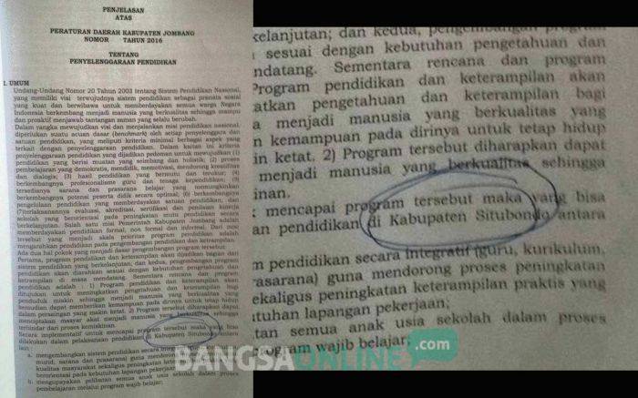Walah, Pemkab Jombang Diduga Copas Raperda Pendidikan Situbondo Walah, Pemkab Jombang Diduga Copas Raperda Pendidikan Situbondo