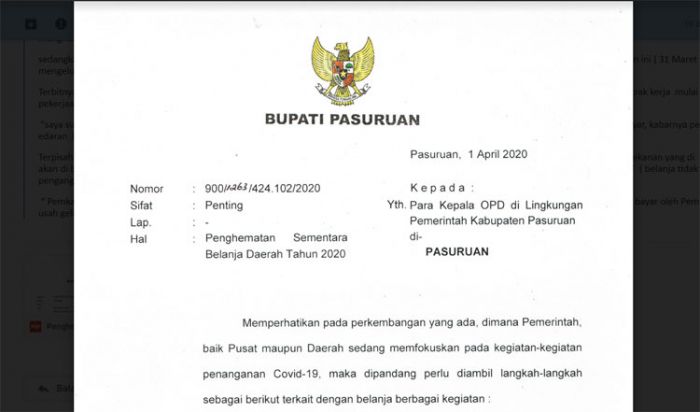 Bupati Pasuruan Keluarkan SE Penghematan Belanja Daerah, Kontraktor Waswas Bupati Pasuruan Keluarkan SE Penghematan Belanja Daerah, Kontraktor Waswas