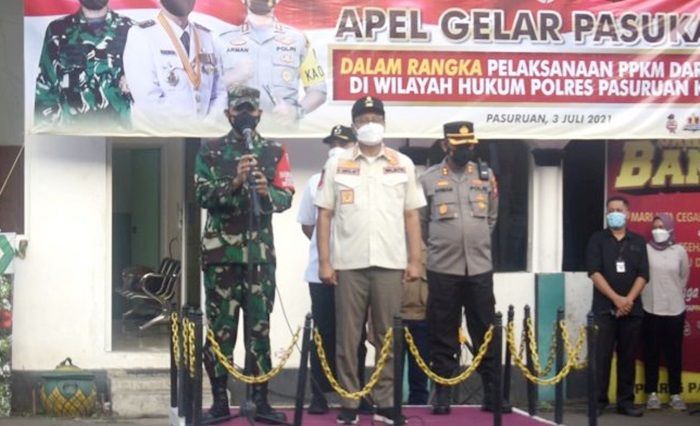 Gus Ipul Pimpin Apel Gelar Pasukan Persiapan Pelaksanaan PPKM Darurat di Kota Pasuruan