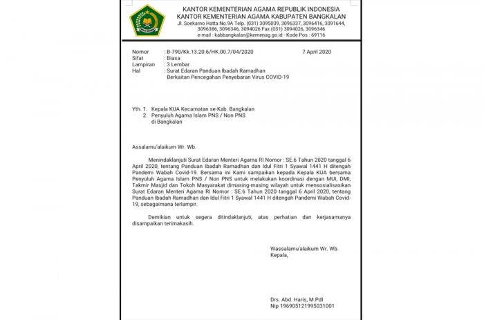Imbas Covid-19, Kemenag Bangkalan Terbitkan SE Panduan Ibadah di Rumah Selama Ramadhan Imbas Covid-19, Kemenag Bangkalan Terbitkan SE Panduan Ibadah di Rumah Selama Ramadhan