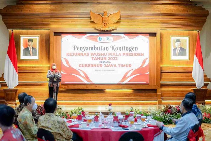 Kejurnas Wushu Piala Presiden 2022, Gubernur Khofifah Optimis Pertahankan Juara Umum Kejurnas Wushu Piala Presiden 2022, Gubernur Khofifah Optimis Pertahankan Juara Umum