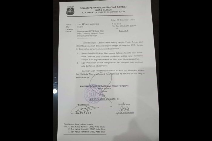 DPRD Kota Blitar Resmi Keluarkan Rekomendasi Penutupan Maxi Brillian