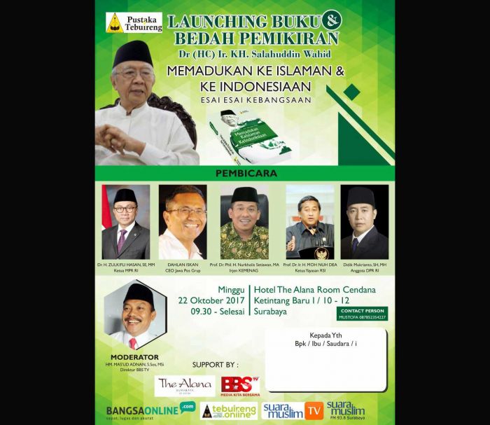 Dua Buku Bakal Dibedah, Karya Gus Solah Keislaman-Keindonesiaan dan Keteladanan Kiai Syansuri Badawi Dua Buku Bakal Dibedah, Karya Gus Solah Keislaman-Keindonesiaan dan Keteladanan Kiai Syansuri Badawi