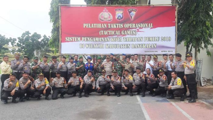 Mantapkan Persiapan Pengamanan Pemilu 2019, Polres Bangkalan Gelar Tactical Floor Games