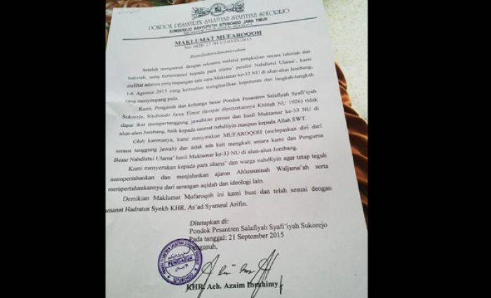 Dianggap Menyimpang, Pesantren Sukorejo Situbondo Mufaroqoh dari PBNU Dianggap Menyimpang, Pesantren Sukorejo Situbondo Mufaroqoh dari PBNU