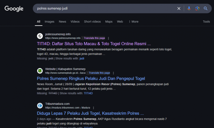 Website Polres Sumenep Disusupi Konten Judi Online, Plt Kasihumas Angkat Bicara Website Polres Sumenep Disusupi Konten Judi Online, Plt Kasihumas Angkat Bicara