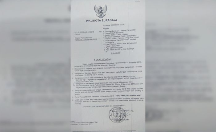 Jelang Hari Pahlawan, Wali Kota Risma Imbau Lembaga Pemerintah dan Swasta Putar Lagu-lagu Perjuangan Jelang Hari Pahlawan, Wali Kota Risma Imbau Lembaga Pemerintah dan Swasta Putar Lagu-lagu Perjuangan