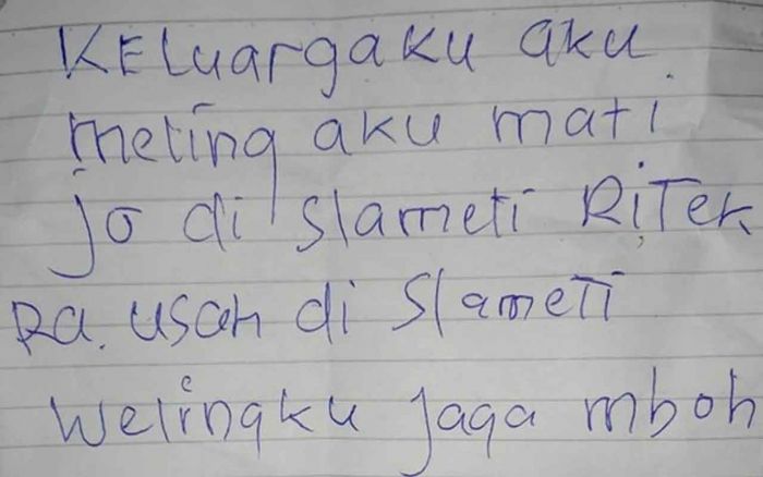 Diduga Bunuh Diri, Pasangan Suami Istri di Tulungagung Tinggalkan Surat Wasiat Diduga Bunuh Diri, Pasangan Suami Istri di Tulungagung Tinggalkan Surat Wasiat