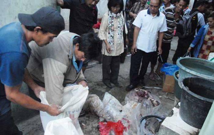 Ratusan Kilogram Daging Busuk dan Glonggongan Ditemukan di Ploso Jombang