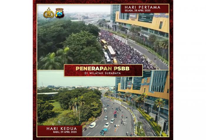 Hari Kedua PSBB Surabaya Raya, Bundaran Waru Lancar Hari Kedua PSBB Surabaya Raya, Bundaran Waru Lancar