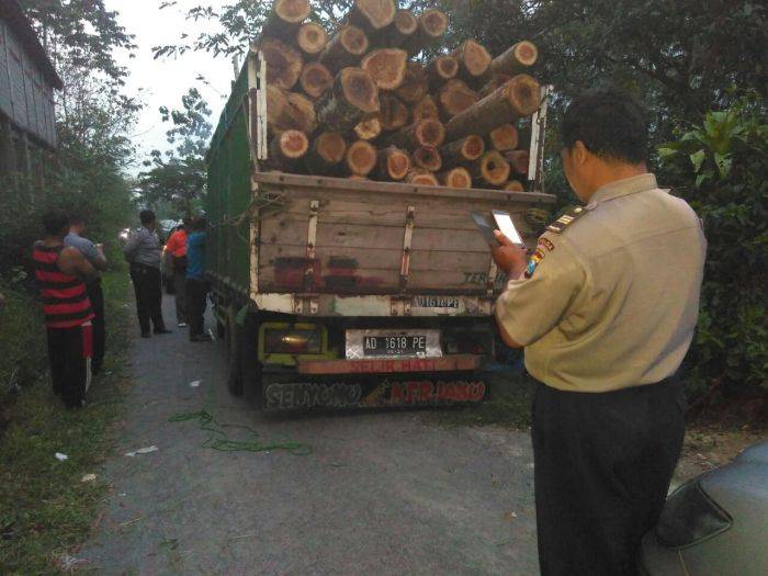 Kepergok Bawa Kayu Curian, Sopir Tinggalkan Truk di Jalan