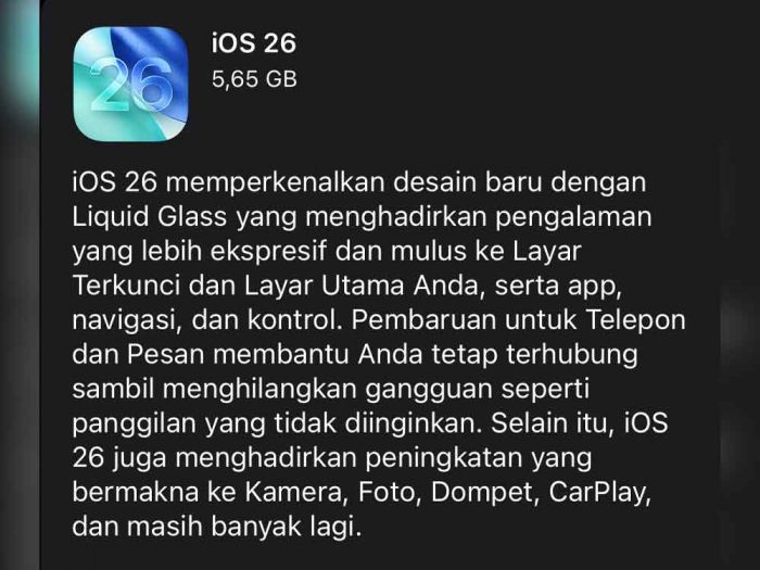 Rombakan Besar Apple, iOS 26 Hadir dengan Desain Liquid Glass dan Fitur Baru Rombakan Besar Apple, iOS 26 Hadir dengan Desain Liquid Glass dan Fitur Baru