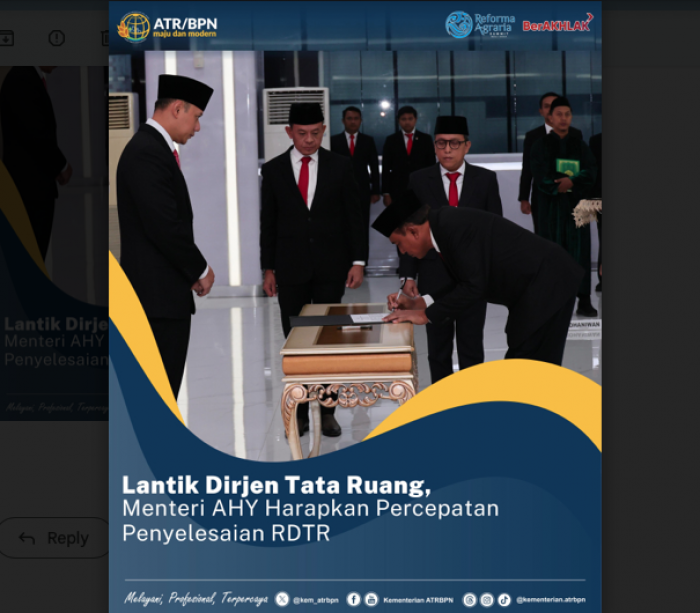 Dwi Hariyawan Dilantik Jadi Dirjen ATR, Menteri AHY Minta Bertugas Sesuai Target Dwi Hariyawan Dilantik Jadi Dirjen ATR, Menteri AHY Minta Bertugas Sesuai Target