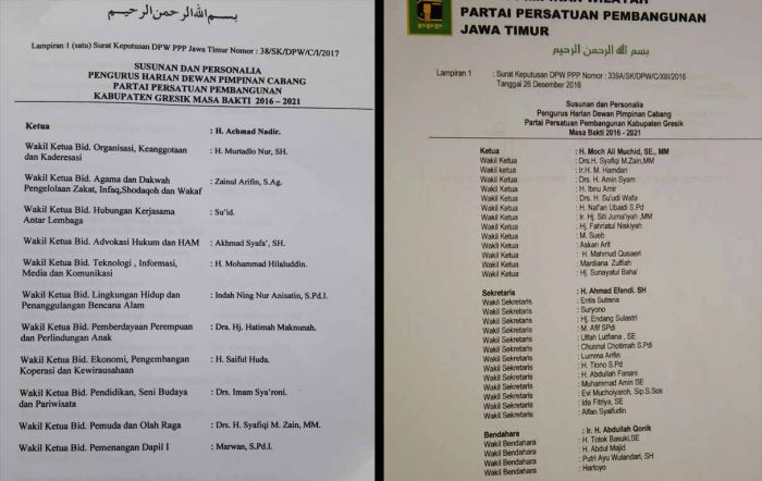 PPP Gresik Kubu Romy dan Djan Faridz sama-sama Rilis Kepengurusan Periode 2016-2021 PPP Gresik Kubu Romy dan Djan Faridz sama-sama Rilis Kepengurusan Periode 2016-2021
