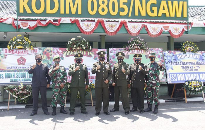 Forkopimda Ngawi Ikuti Peringatan HUT TNI ke-75 Secara Virtual di Makodim