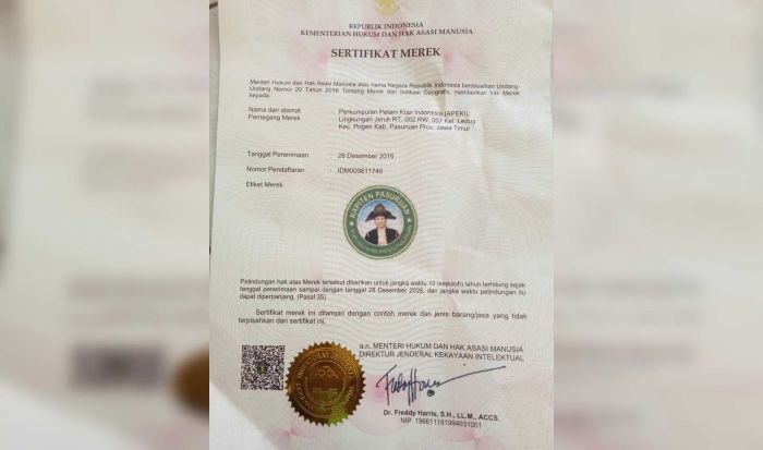 APEKI Kabupaten Pasuruan Pemegang Merk Kopi Kapiten APEKI Kabupaten Pasuruan Pemegang Merk Kopi Kapiten