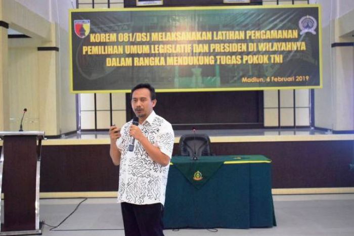KPU Kota Madiun Berikan Sosialisasi pada Latihan Pengamanan Pileg & Pilpres 2019