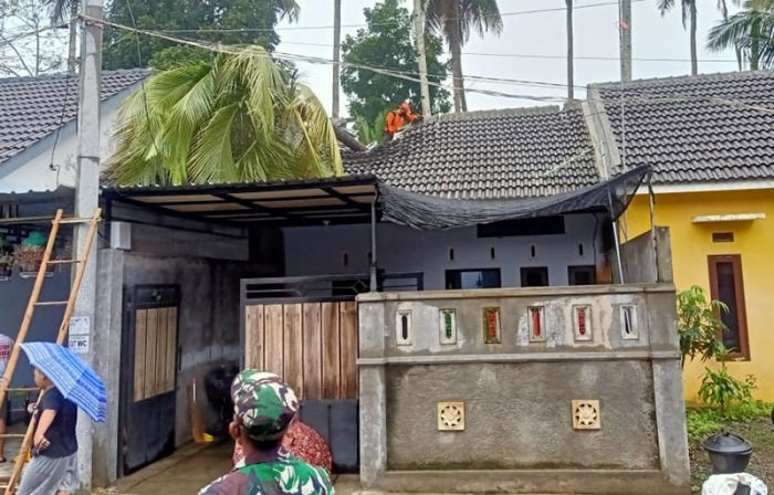 Hujan Deras Disertai Angin, Dua Rumah di Kanigoro Blitar Tertimpa Pohon Kelapa