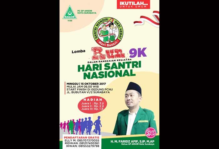 Peringati HSN, Ansor Surabaya Gelar Lomba Lari 9 K Berhadiah Jutaan Rupiah Peringati HSN, Ansor Surabaya Gelar Lomba Lari 9 K Berhadiah Jutaan Rupiah