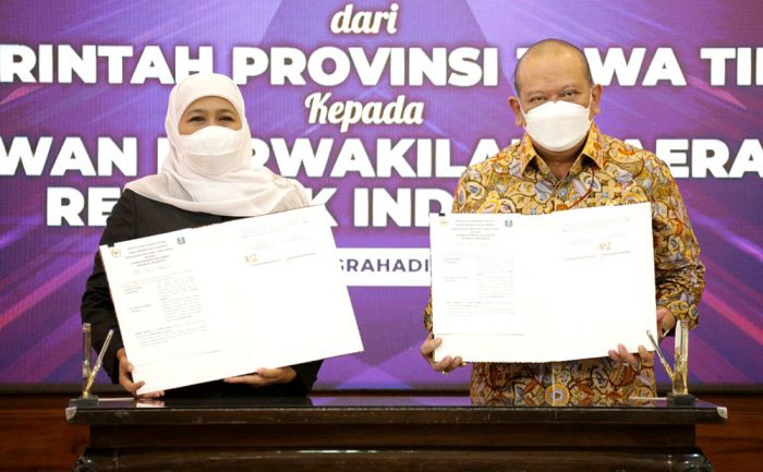 Gubernur Khofifah Serahkan Hibah Tanah untuk Pembangunan Kantor DPD RI di Jatim