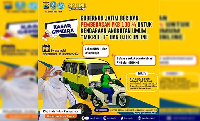 Cihuy! Gubernur Khofifah Bebaskan Pajak Mikrolet dan Ojek Online