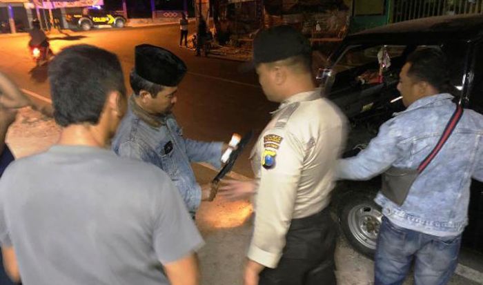 Polsek Pegantenan Pamekasan Gelar Razia Cipkon, Seorang Pembawa Sajam Ditangkap