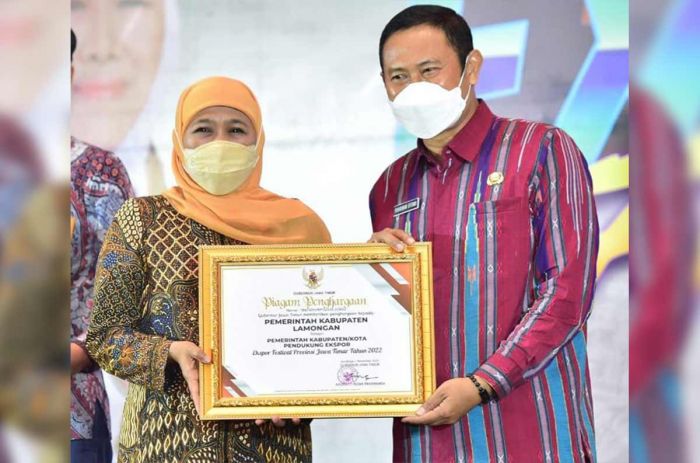 Lamongan Raih Penghargaan Sebagai Kabupaten Pendukung Ekspor dari Gubernur Jatim